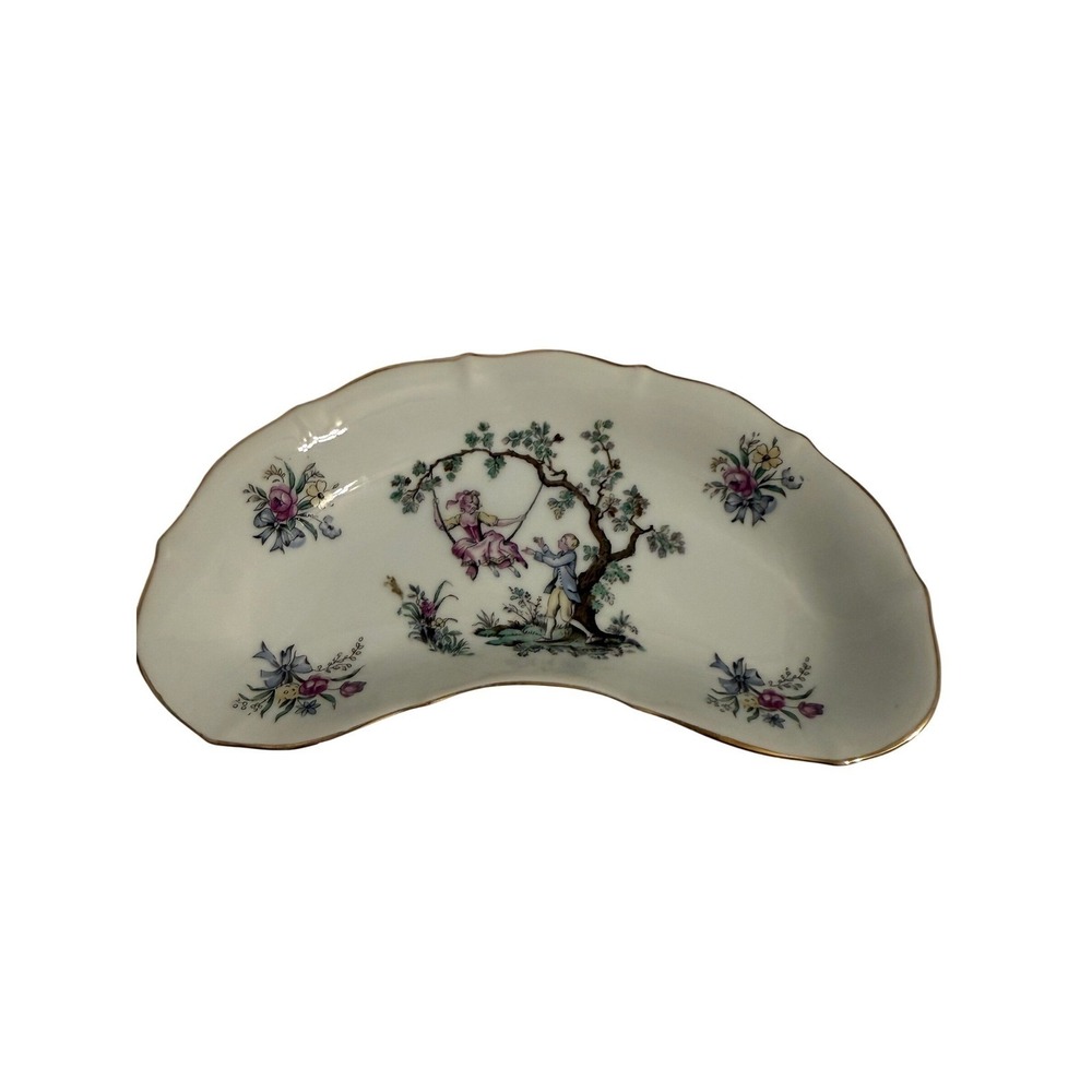 Andrea by Sadek Bone‎ Dish Hand Painted Romantic Couple Swing Gold Trim Japan